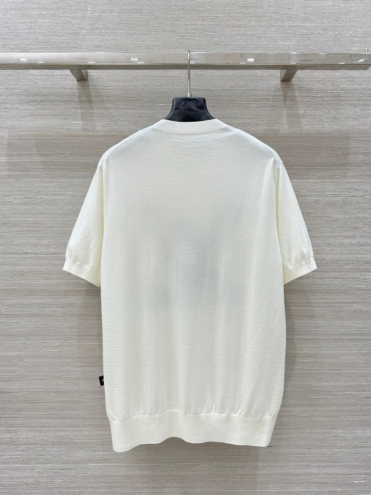 LV 25 Button Rope Jacquard Knitted T-Shirt White Wool Polyester