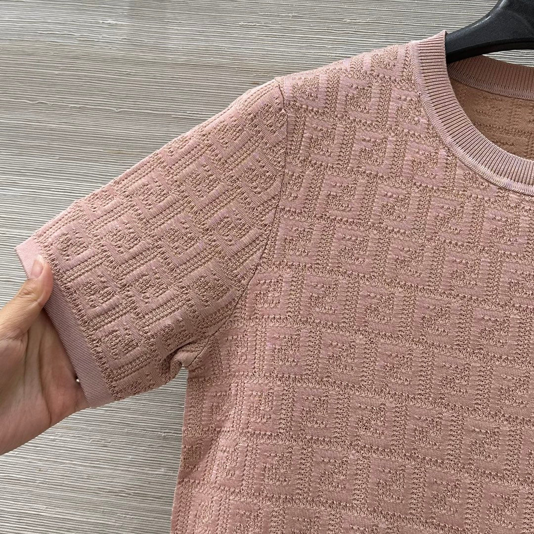 Fendi 25 Knitted Top Pink Cotton Viscose