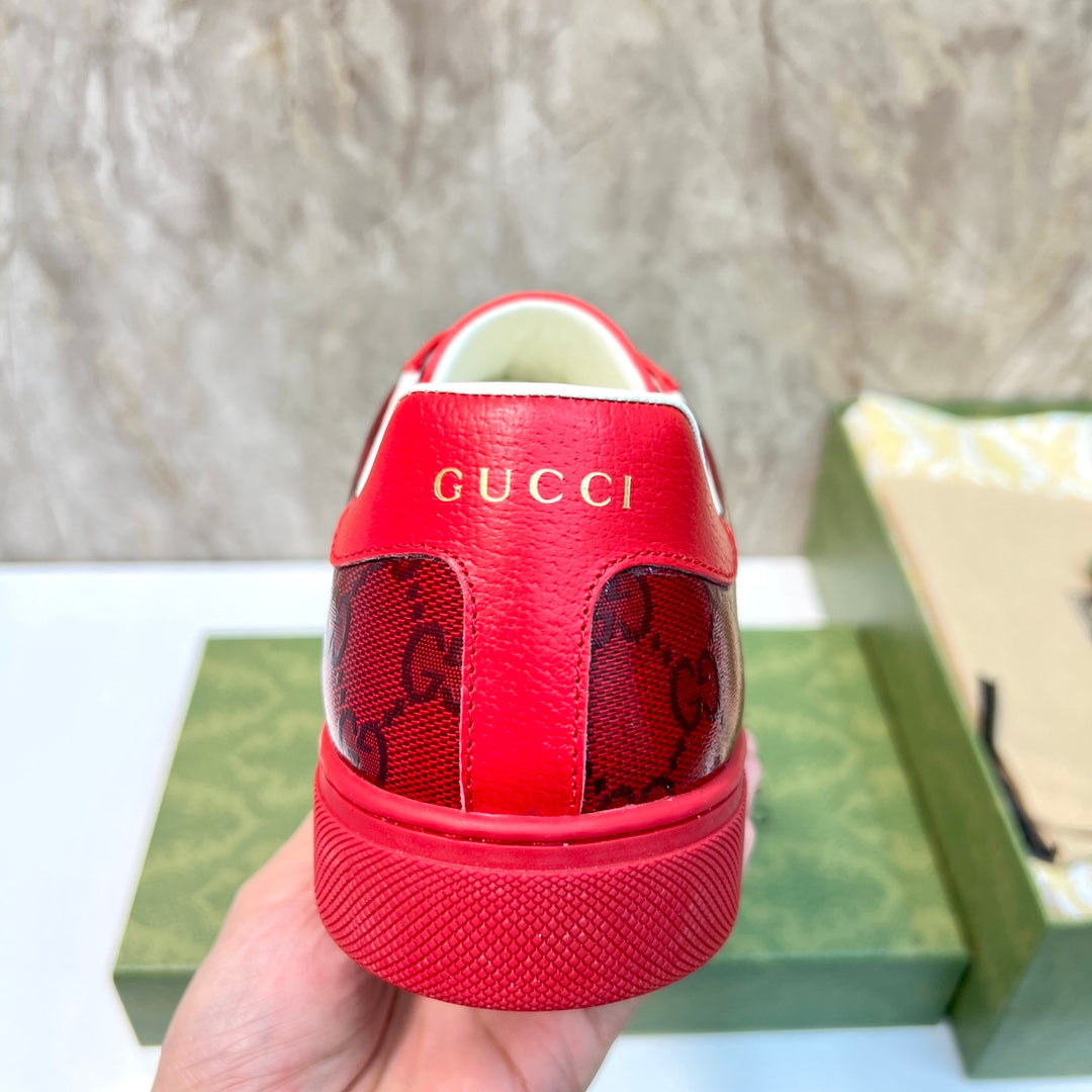 GG Men's ACE Sneaker Red Calfskin 525959