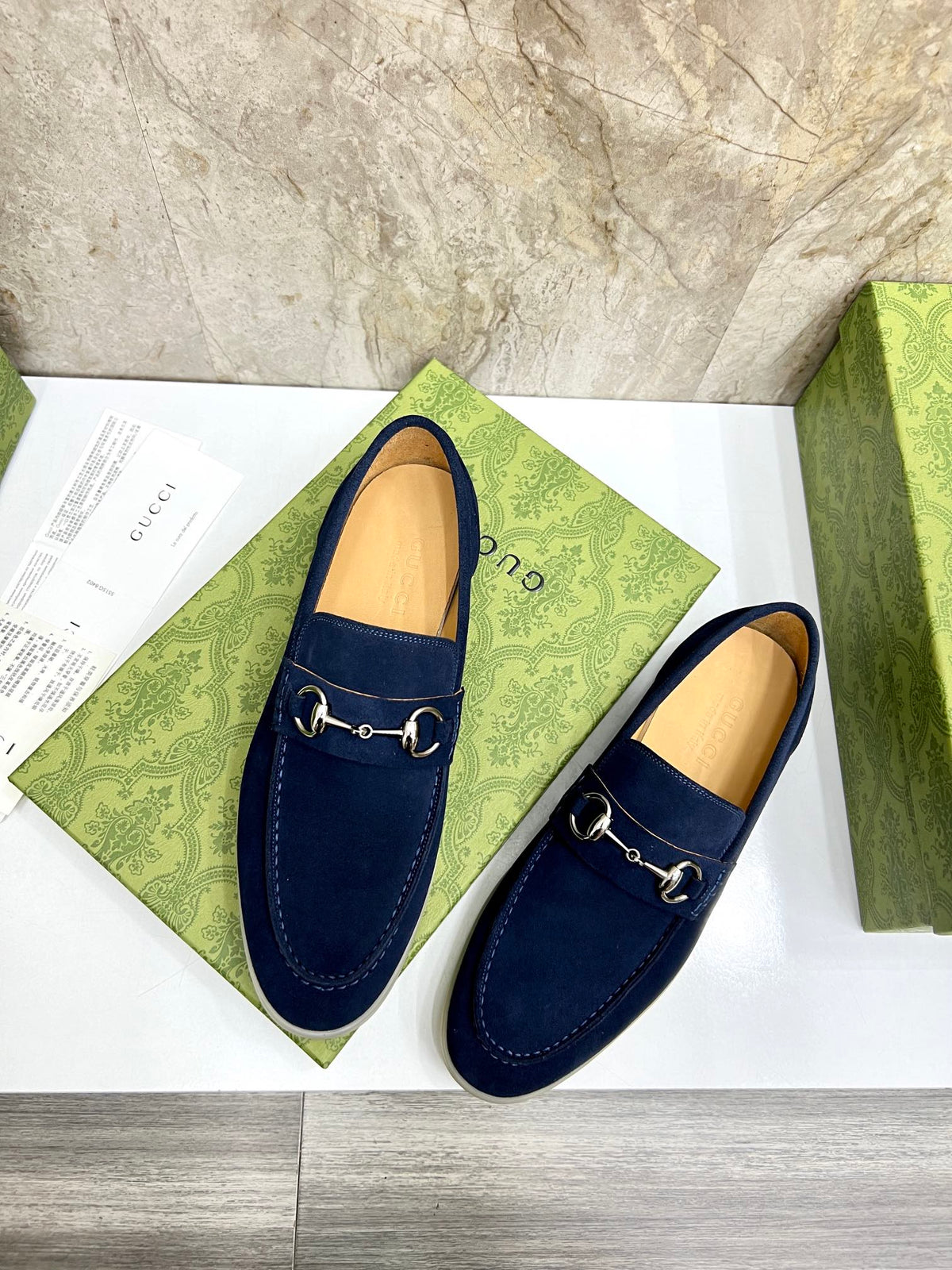 GG Men's Jordaan Loafer Navy Blue Suede 555996