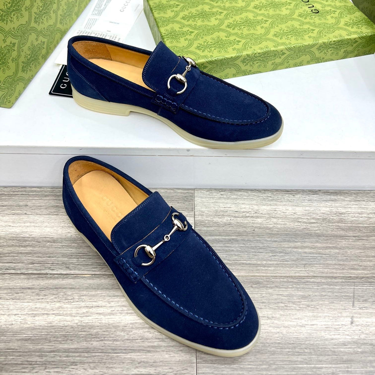 GG Men's Jordaan Loafer Navy Blue Suede 555996
