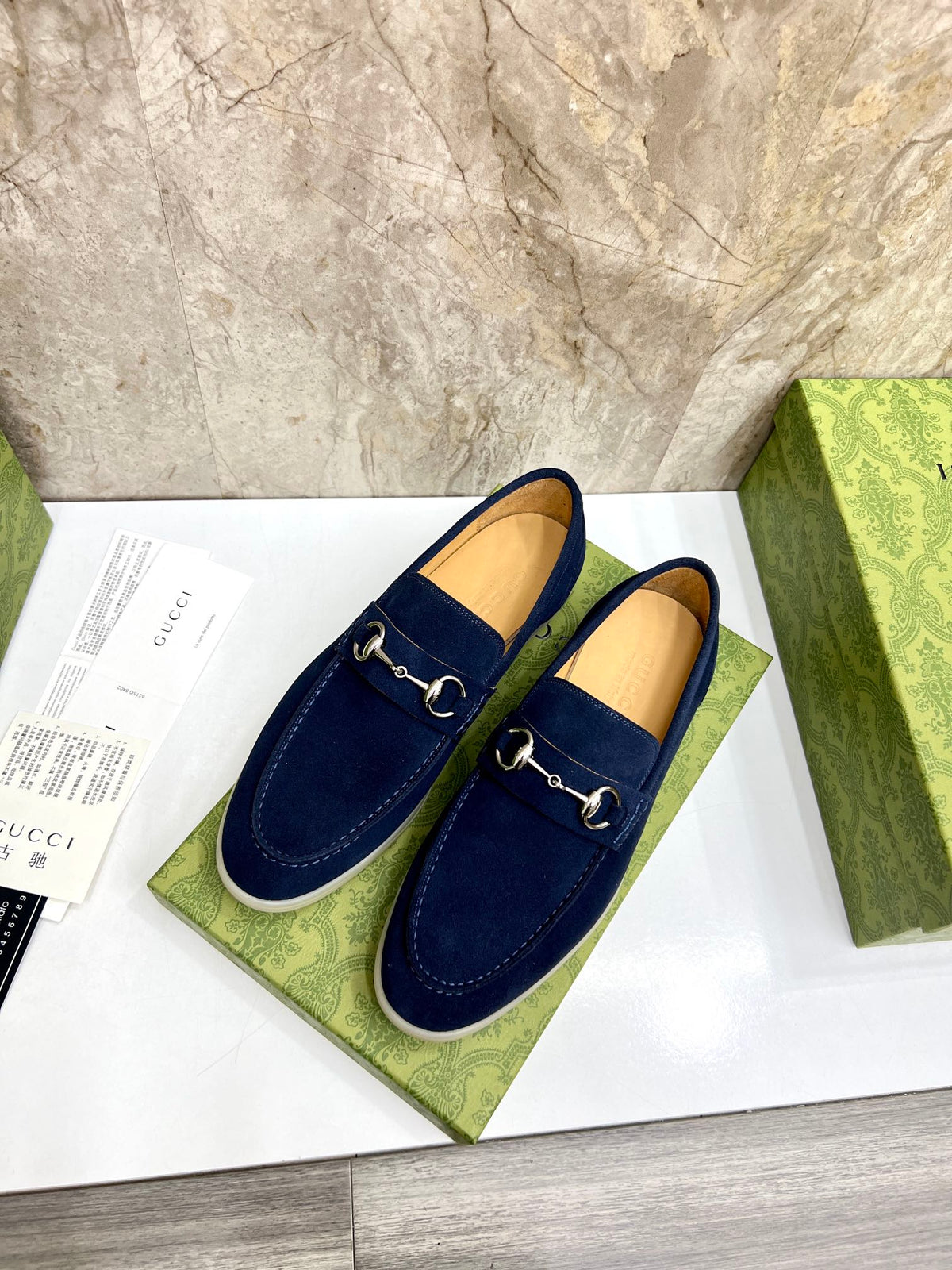 GG Men's Jordaan Loafer Navy Blue Suede 555996