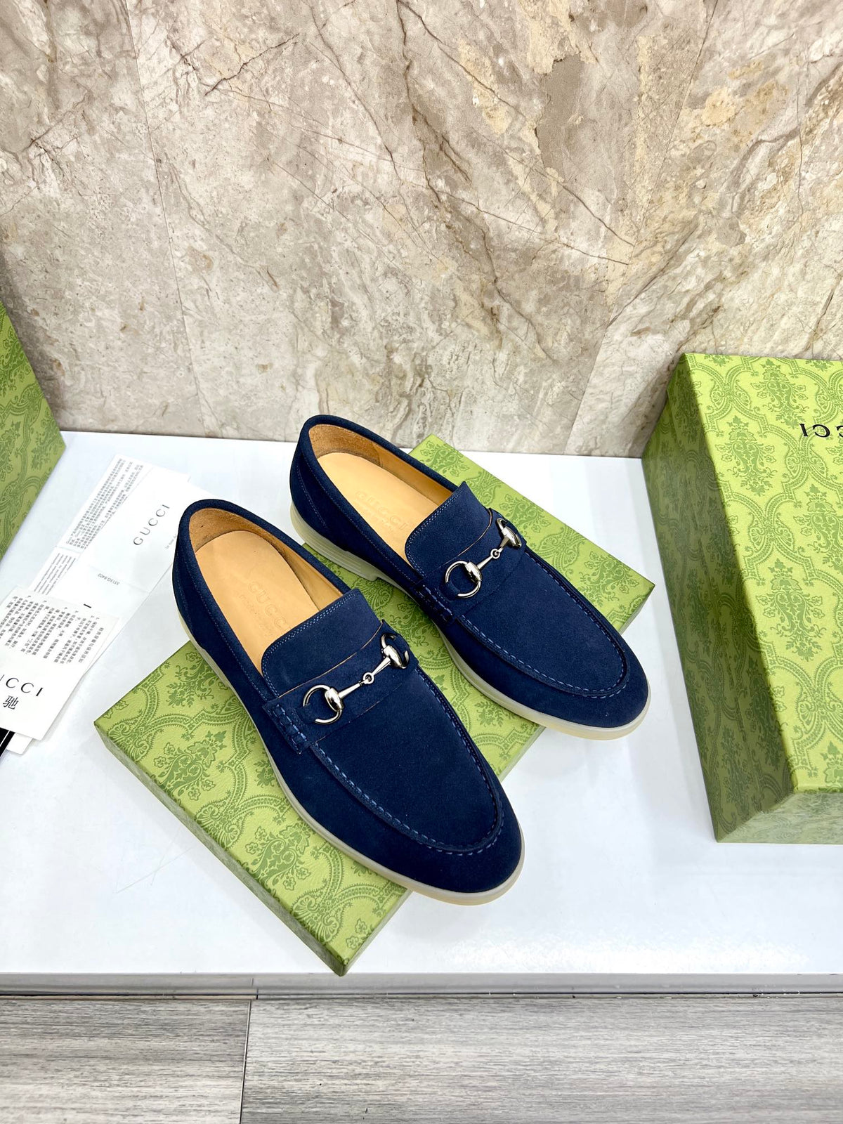 GG Men's Jordaan Loafer Navy Blue Suede 555996