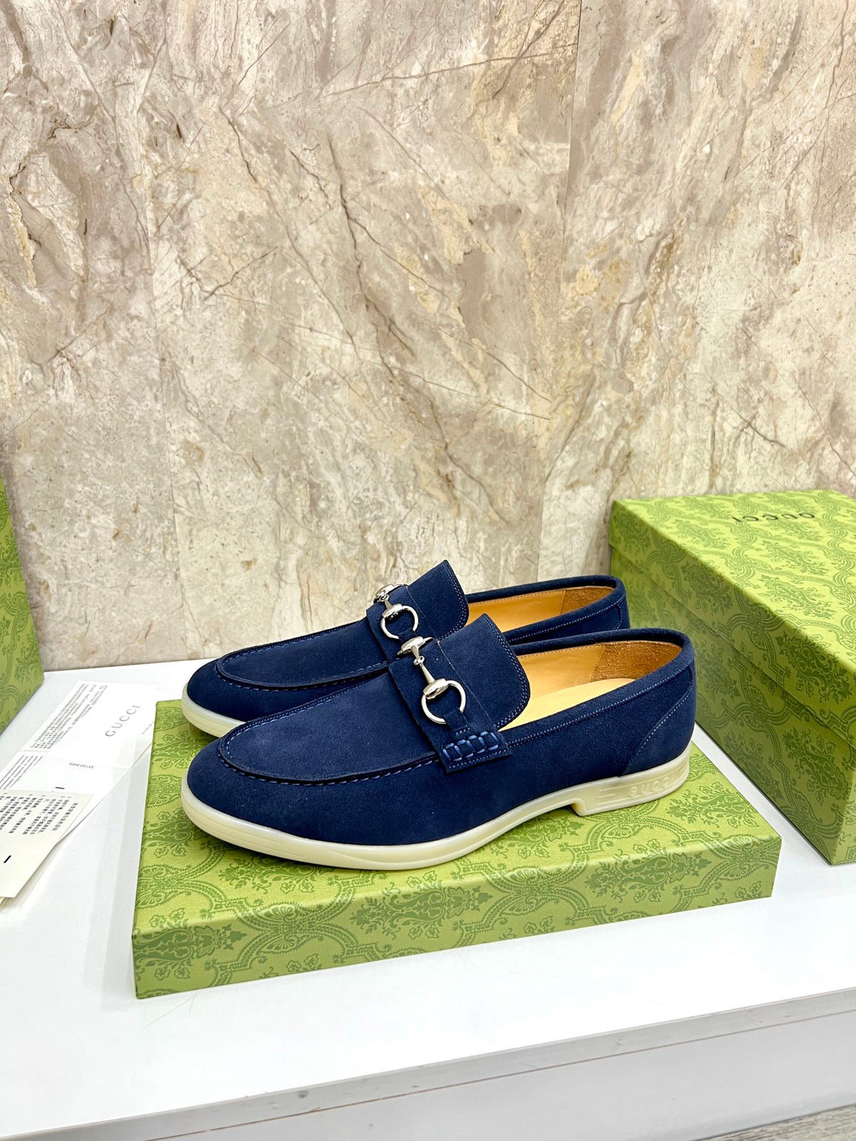 GG Men's Jordaan Loafer Navy Blue Suede 555996