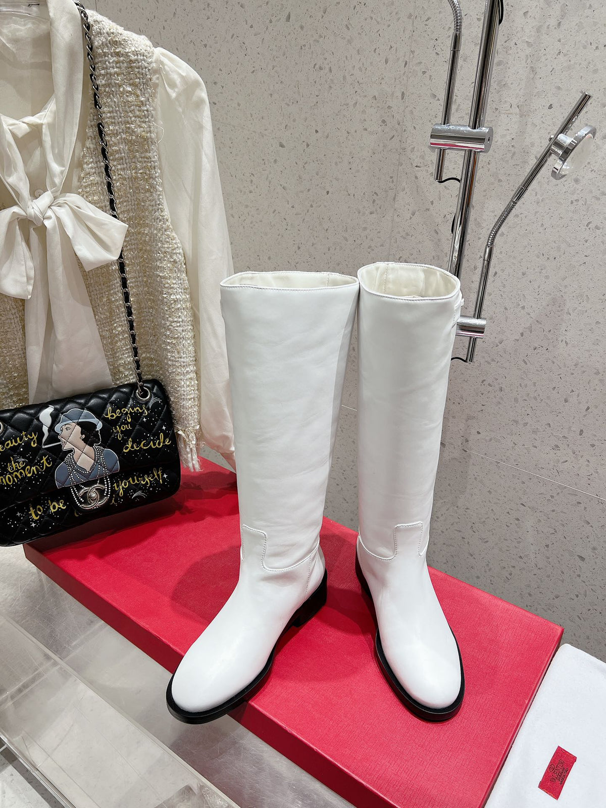 Valentino 2025 Garavani VLogo Boot White Calfskin 554160