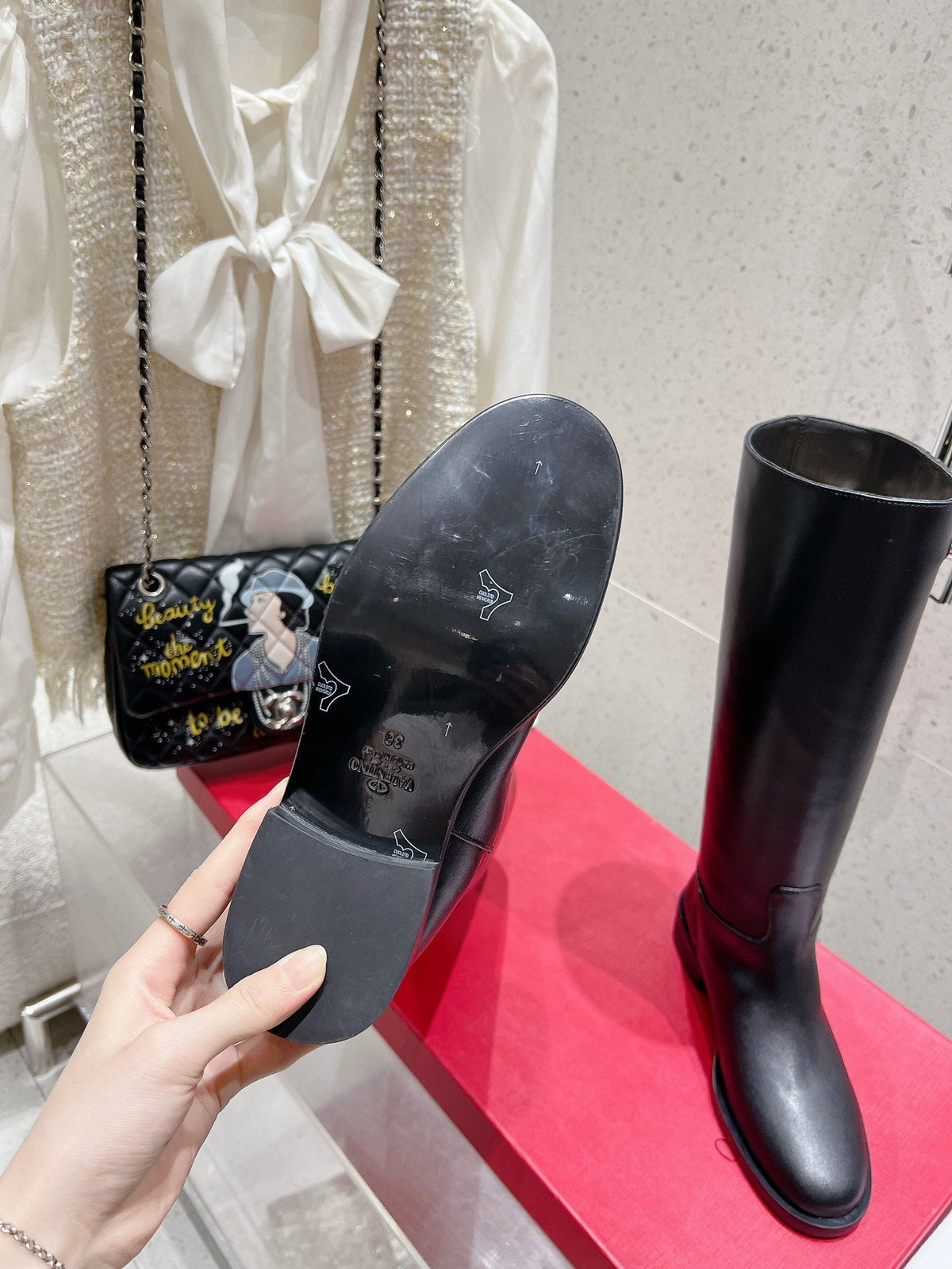 Valentino 2025 Garavani VLogo Boot Black Calfskin 554162
