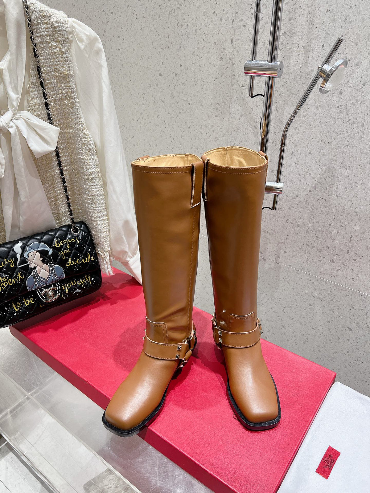 Valentino 2025 Biker High Boot Brown Calfskin 554164