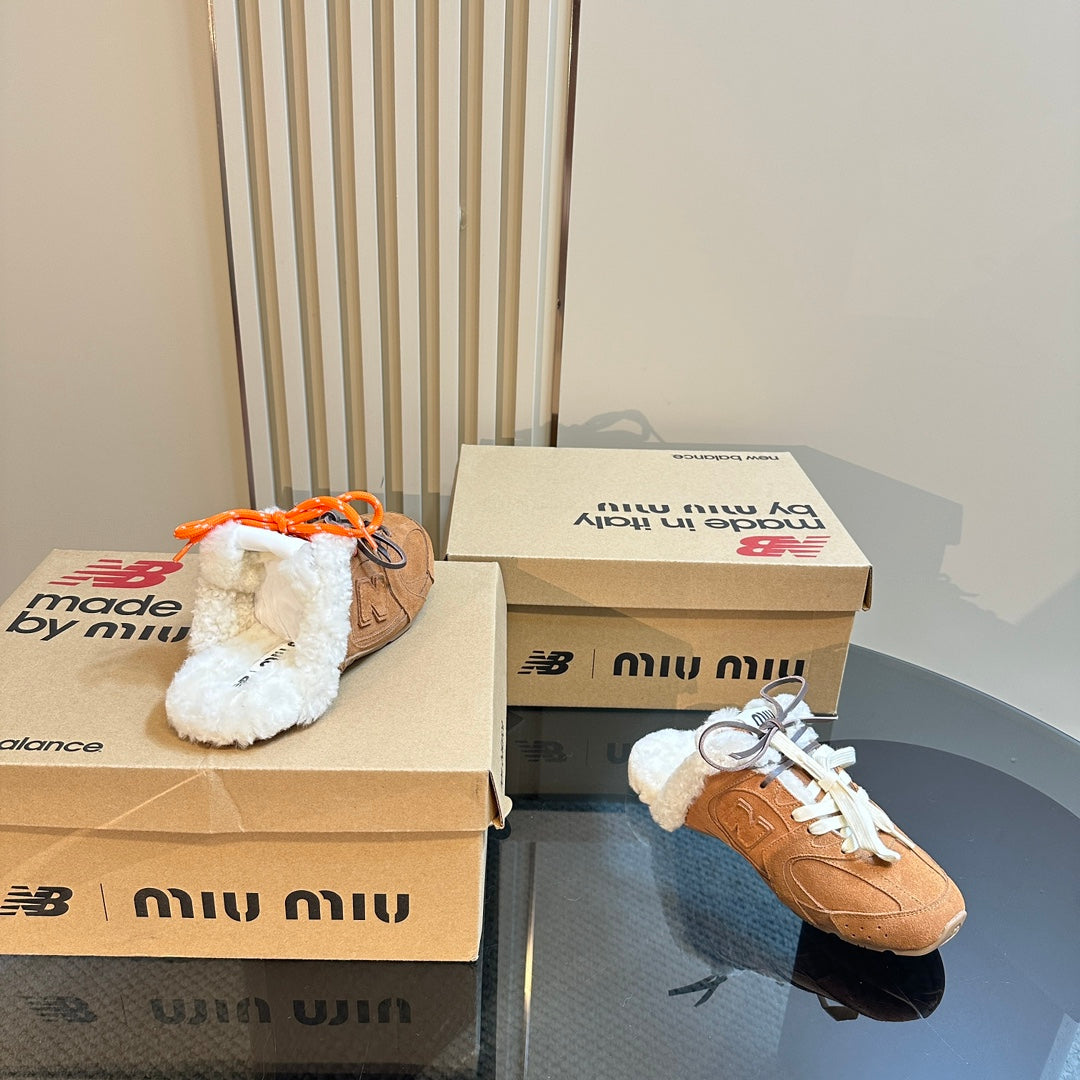 Miu x Balance 530 SL Mule Brown Yellow Suede