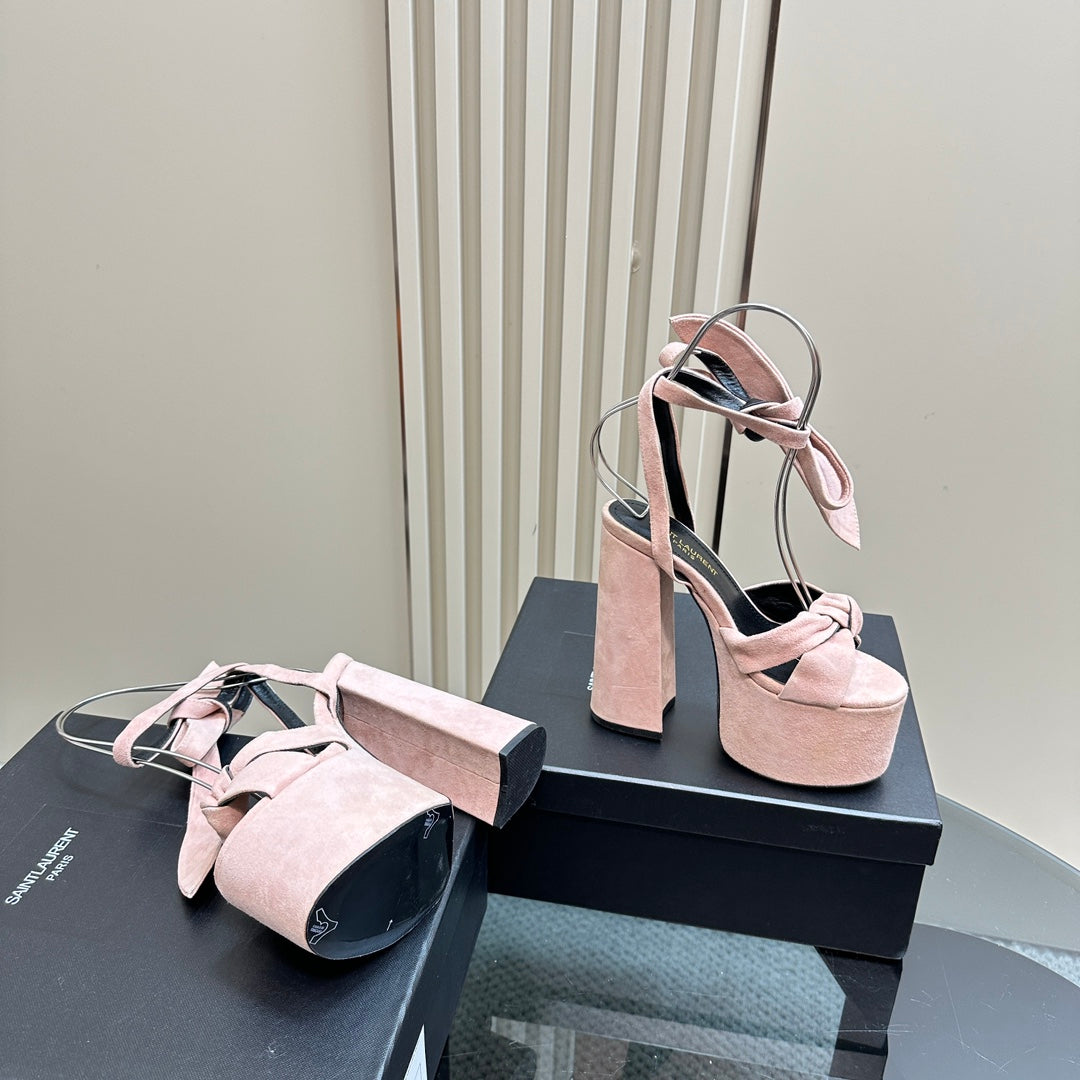 BIANCA PLATFORM SANDALS IN LIGHT PINK SUEDE