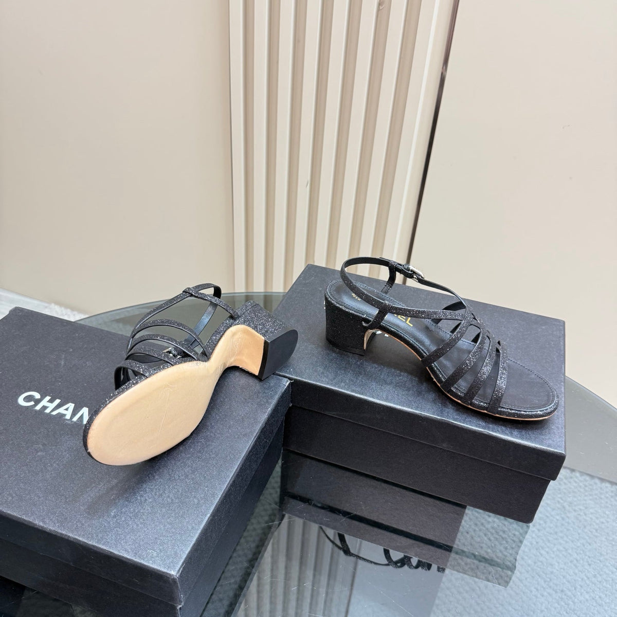 CC 25 Sandal Heels Black Sheepskin 239417