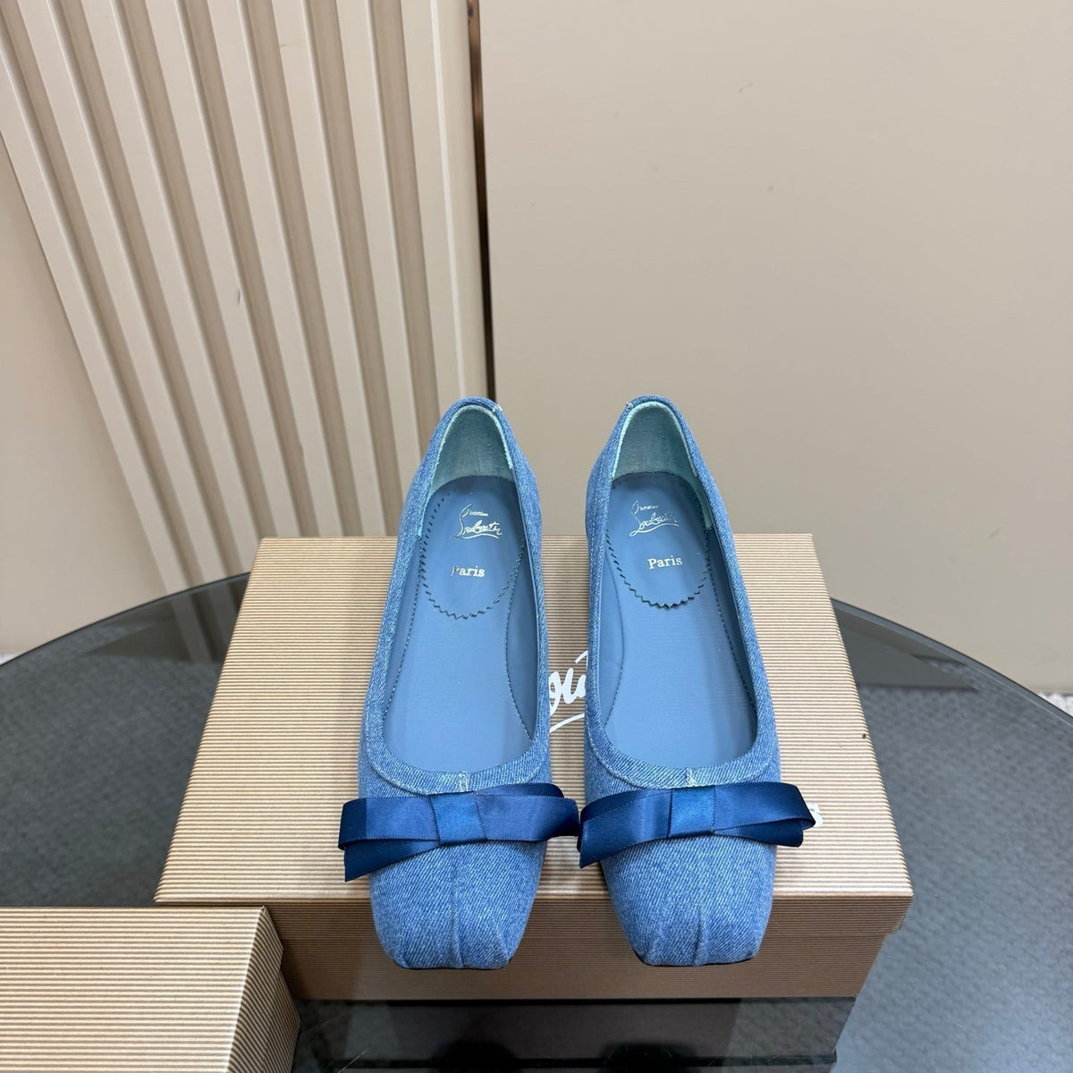 CL Denium Ballet Shoes Blue Nappa Lambskin 299718