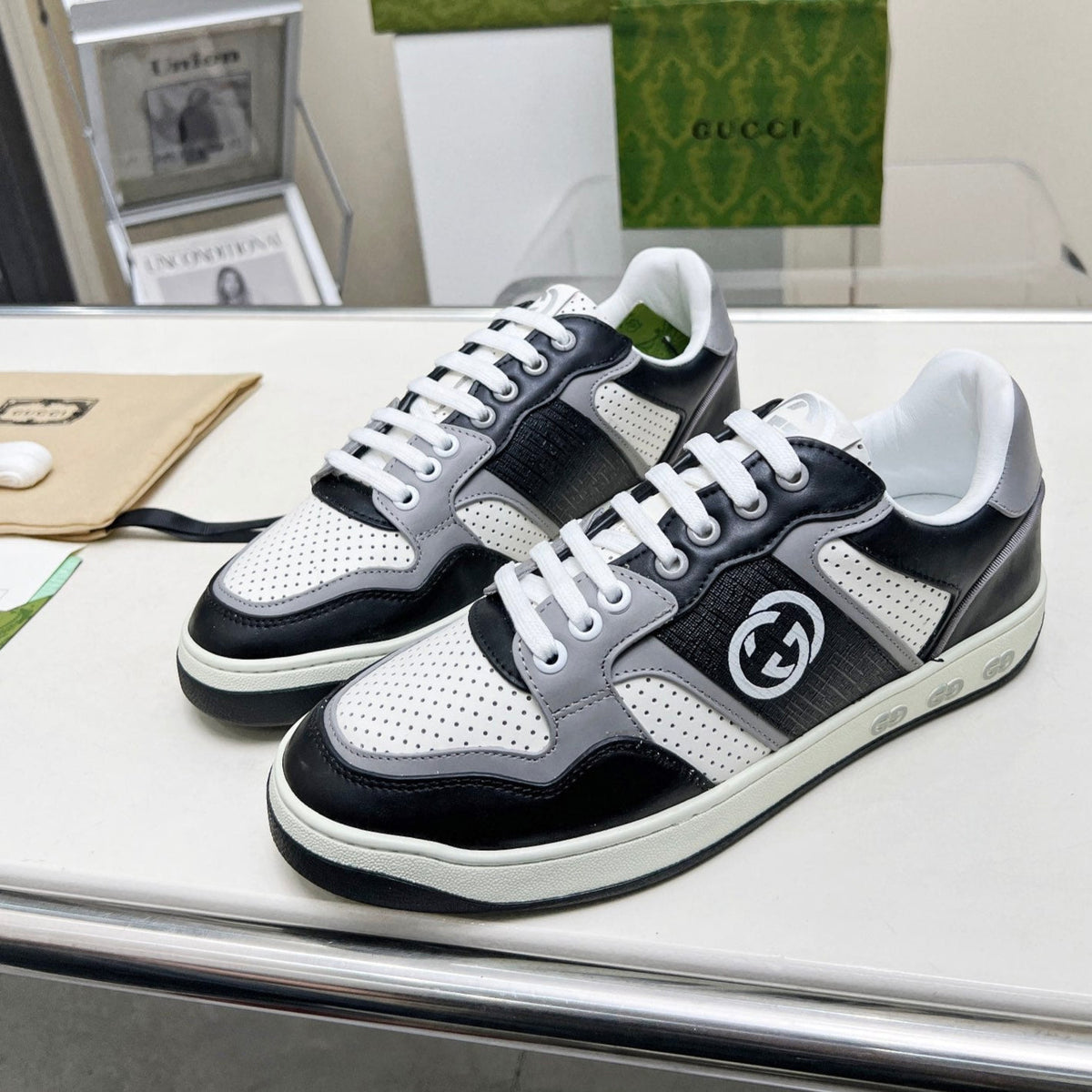 GG Men's MAC80 Sneaker White Black Cowhide 539519