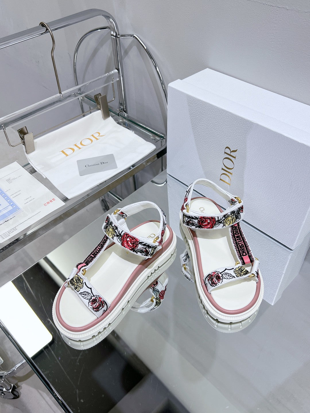 CD D-Wave Sandal In Colorful Mix White Cowhide 100759