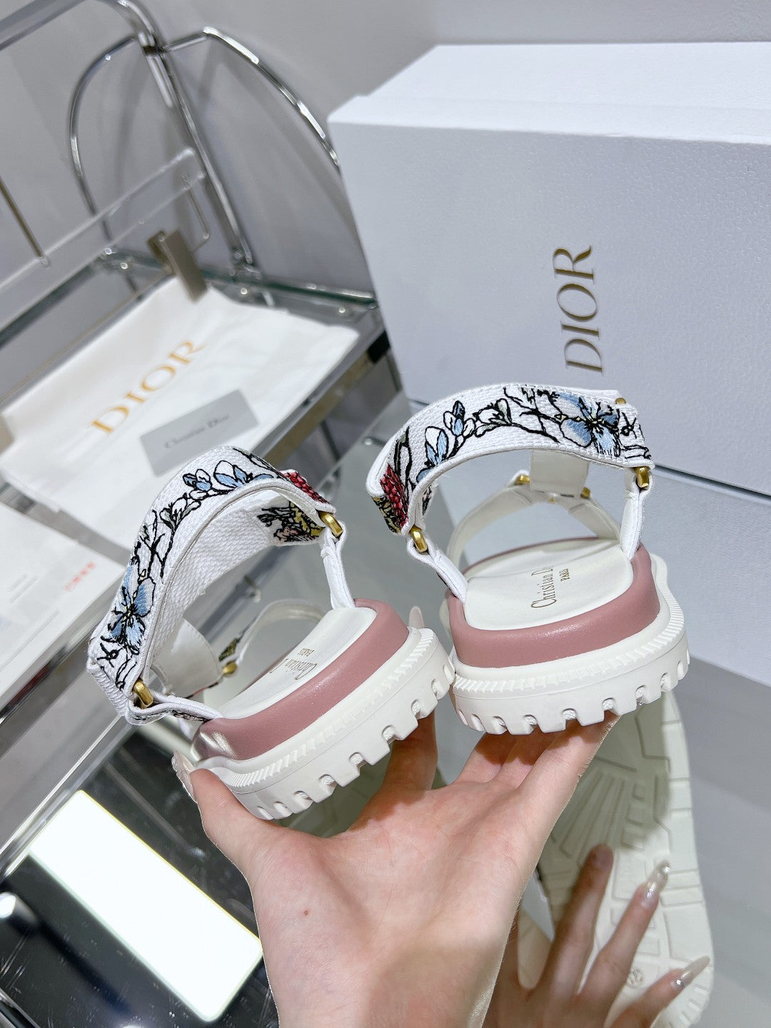 CD D-Wave Sandal In Colorful Mix White Cowhide 100759