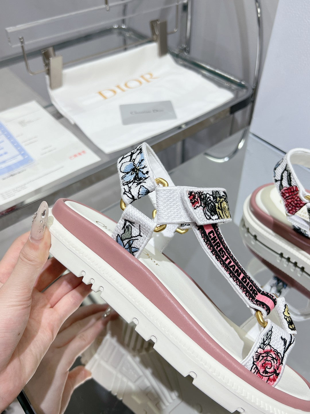 CD D-Wave Sandal In Colorful Mix White Cowhide 100759