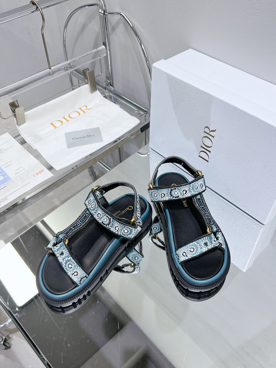 CD D-Wave Sandal In Blue Black Cowhide 100763