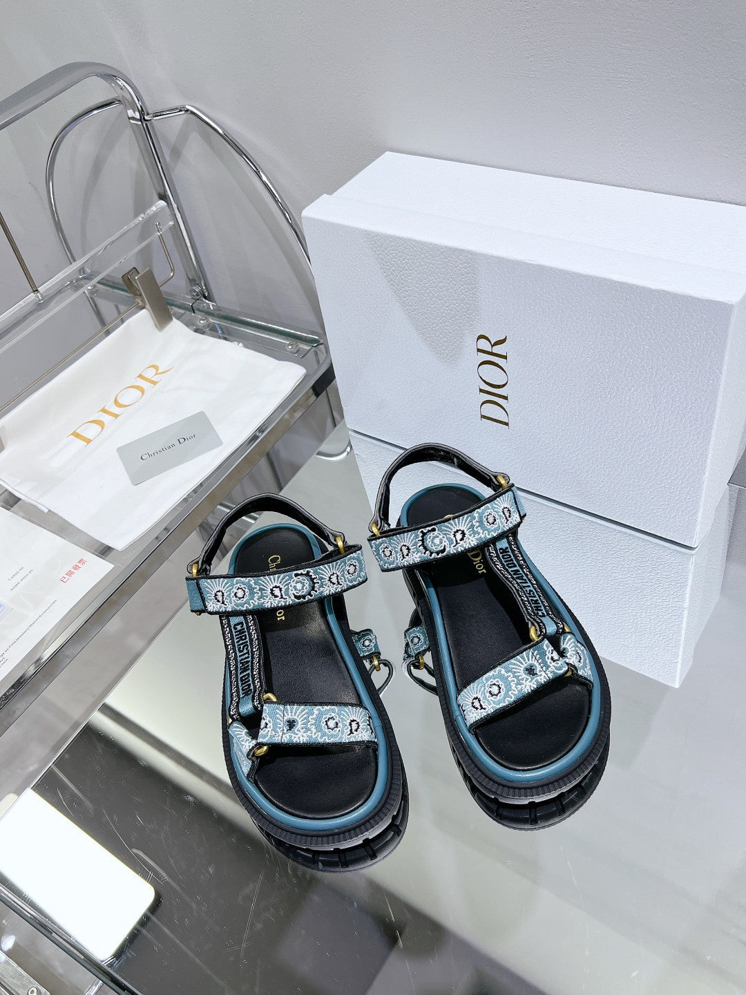CD D-Wave Sandal In Blue Black Cowhide 100763