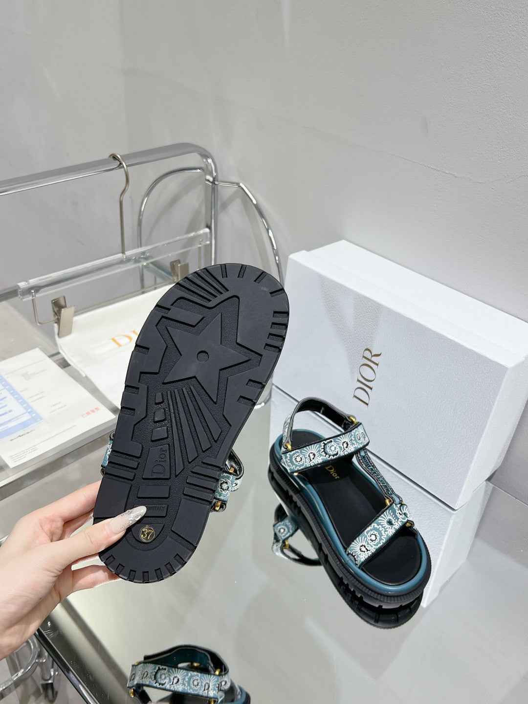 CD D-Wave Sandal In Blue Black Cowhide 100763