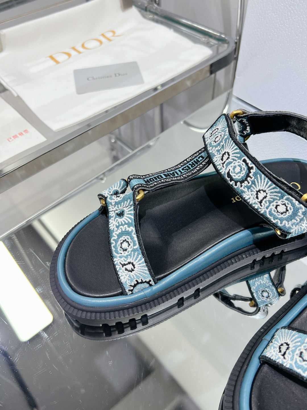 CD D-Wave Sandal In Blue Black Cowhide 100763