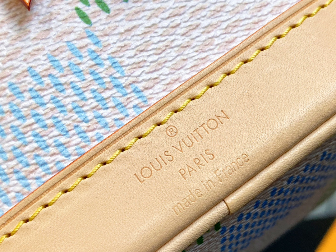 nano noe 13 damier canvas beige calfskin gold hardware