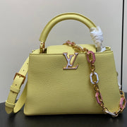 capucines mm 31.5 yellow taurillon leather gold hardware