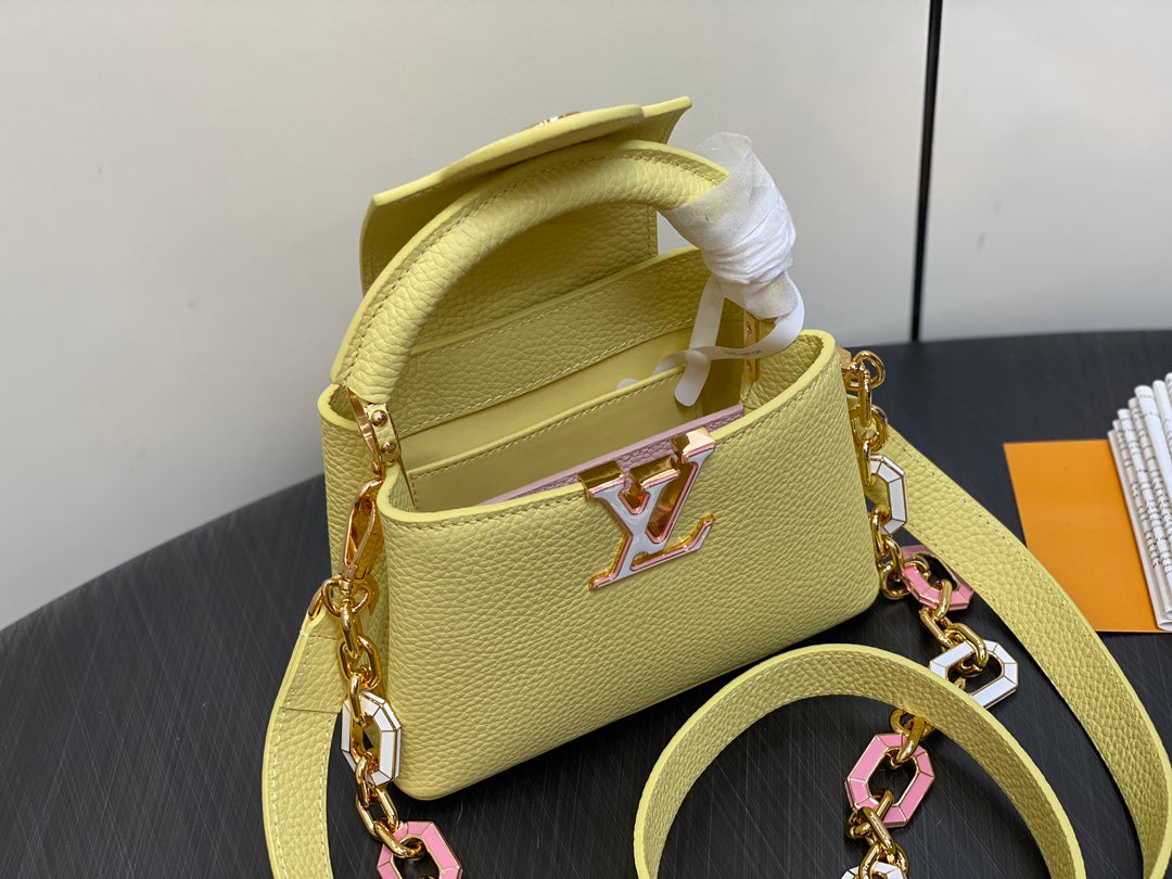 CAPUCINES MINI 21 YELLOW TAURILLON GOLD HARDWARE