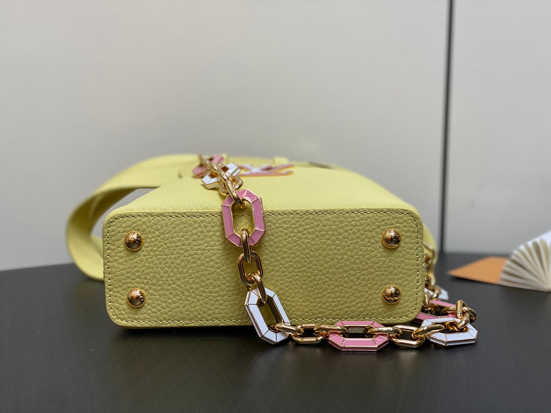 CAPUCINES MINI 21 YELLOW TAURILLON GOLD HARDWARE