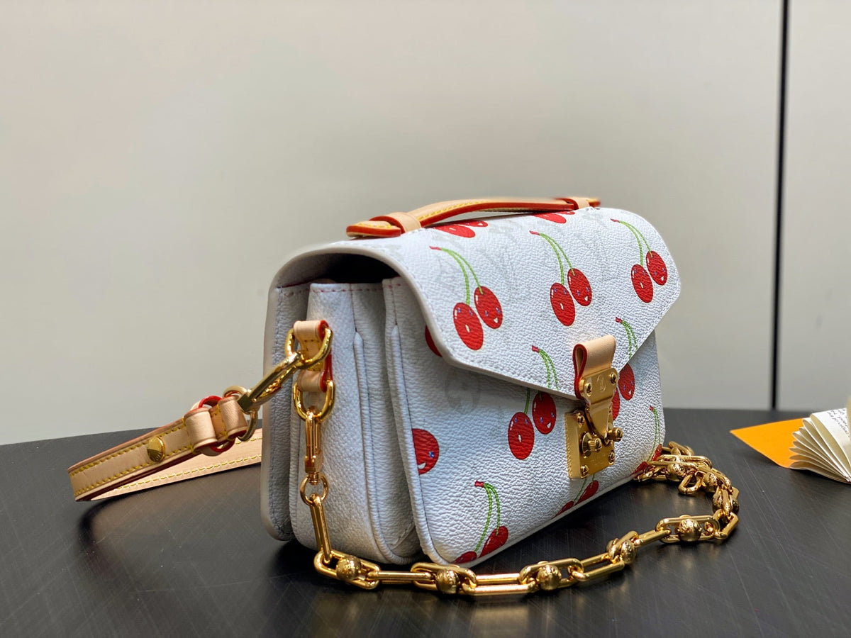 LV x TM Pochette Métis East West 21.5cm White Cherry Canvas