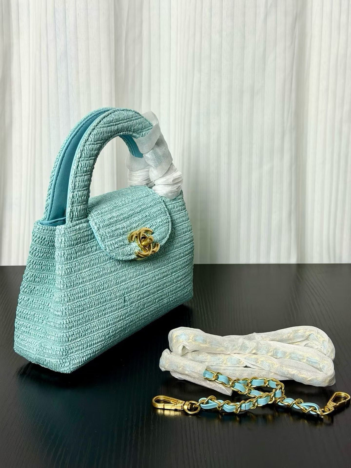 Chanel Kelly 2026 Bag 19cm Blue Woven Leather