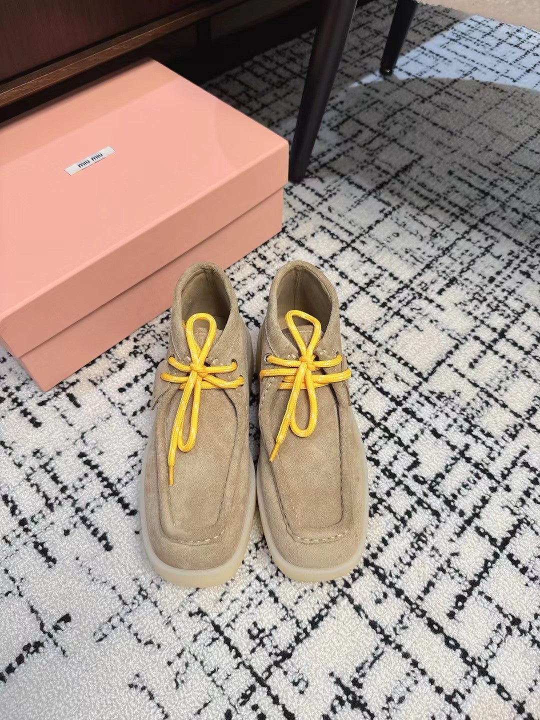 Miu Ankle Boots Light Brown Cow Suede