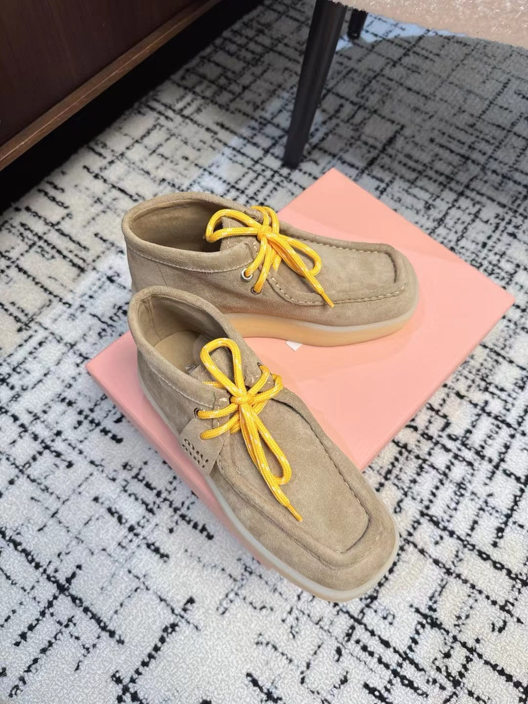 Miu Ankle Boots Light Brown Cow Suede