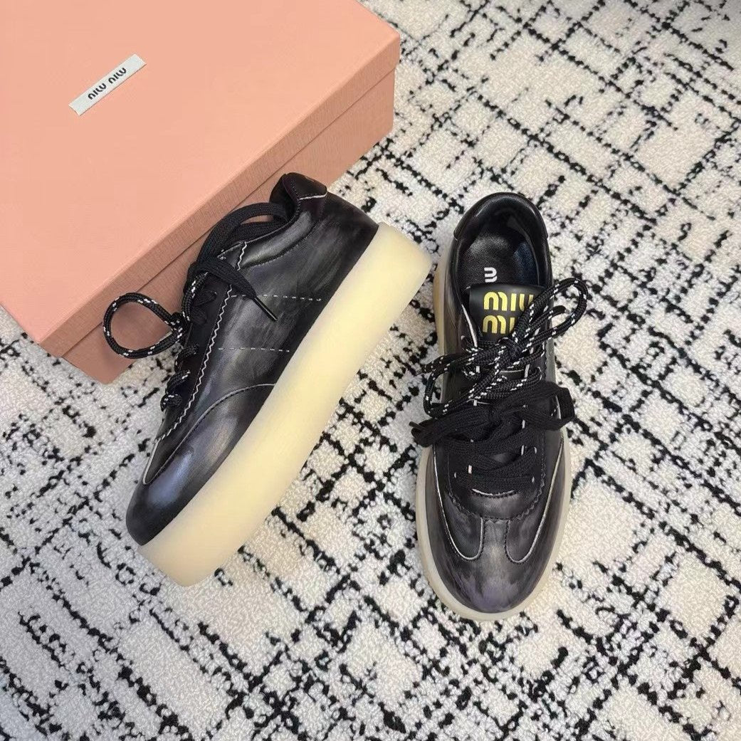 Miu Balance Sneakers Black Leather