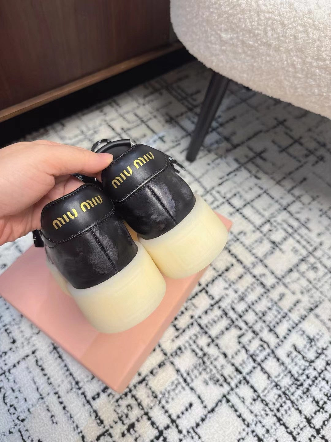 Miu Balance Sneakers Black Calfskin