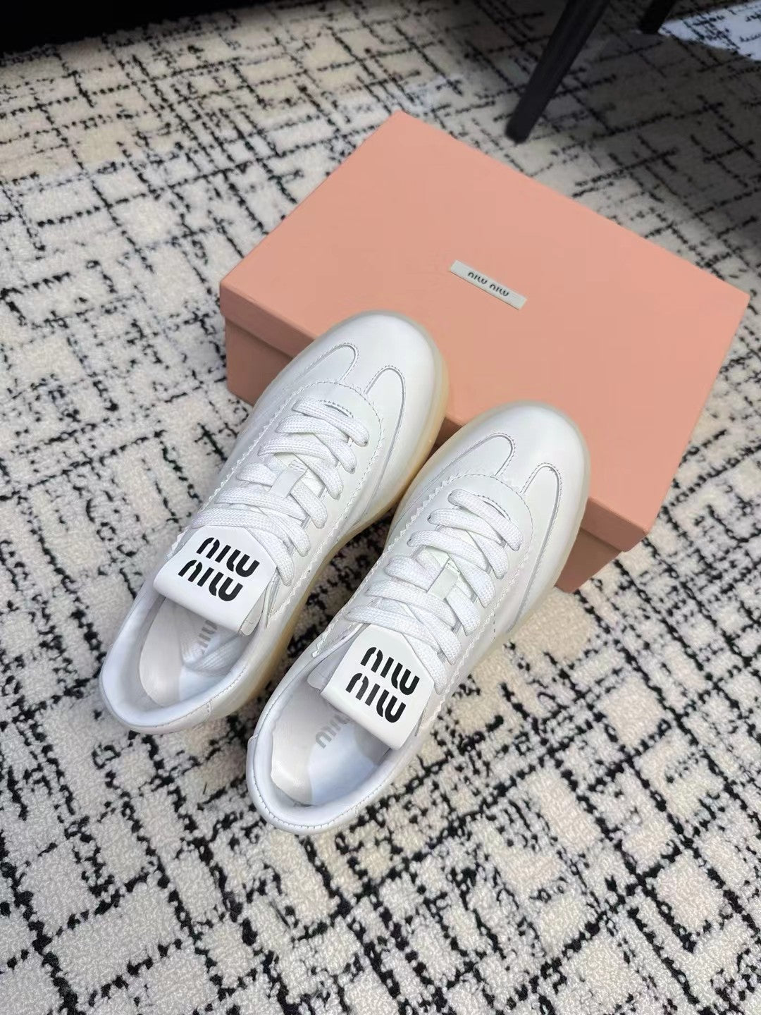 Miu Balance Sneakers White Calfskin