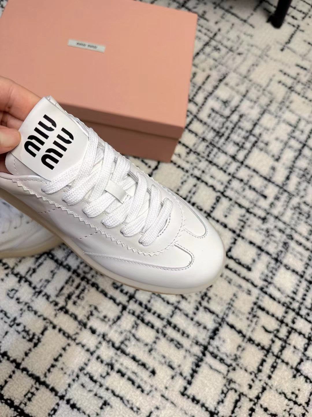 Miu Balance Sneakers  White Leather