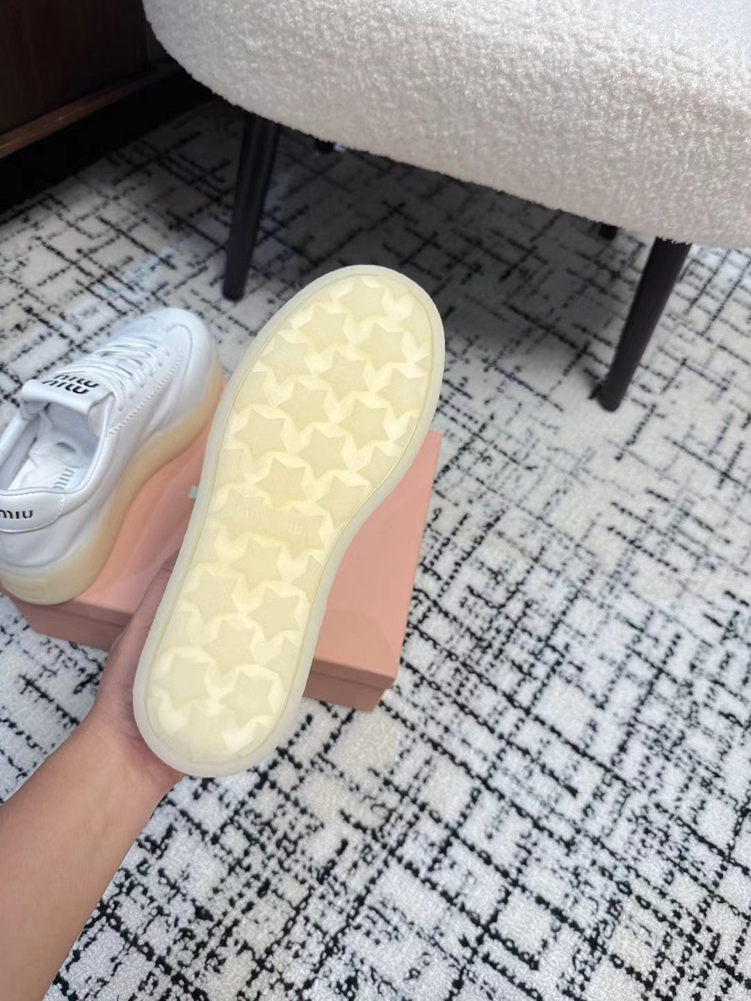 Miu Balance Sneakers  White Leather