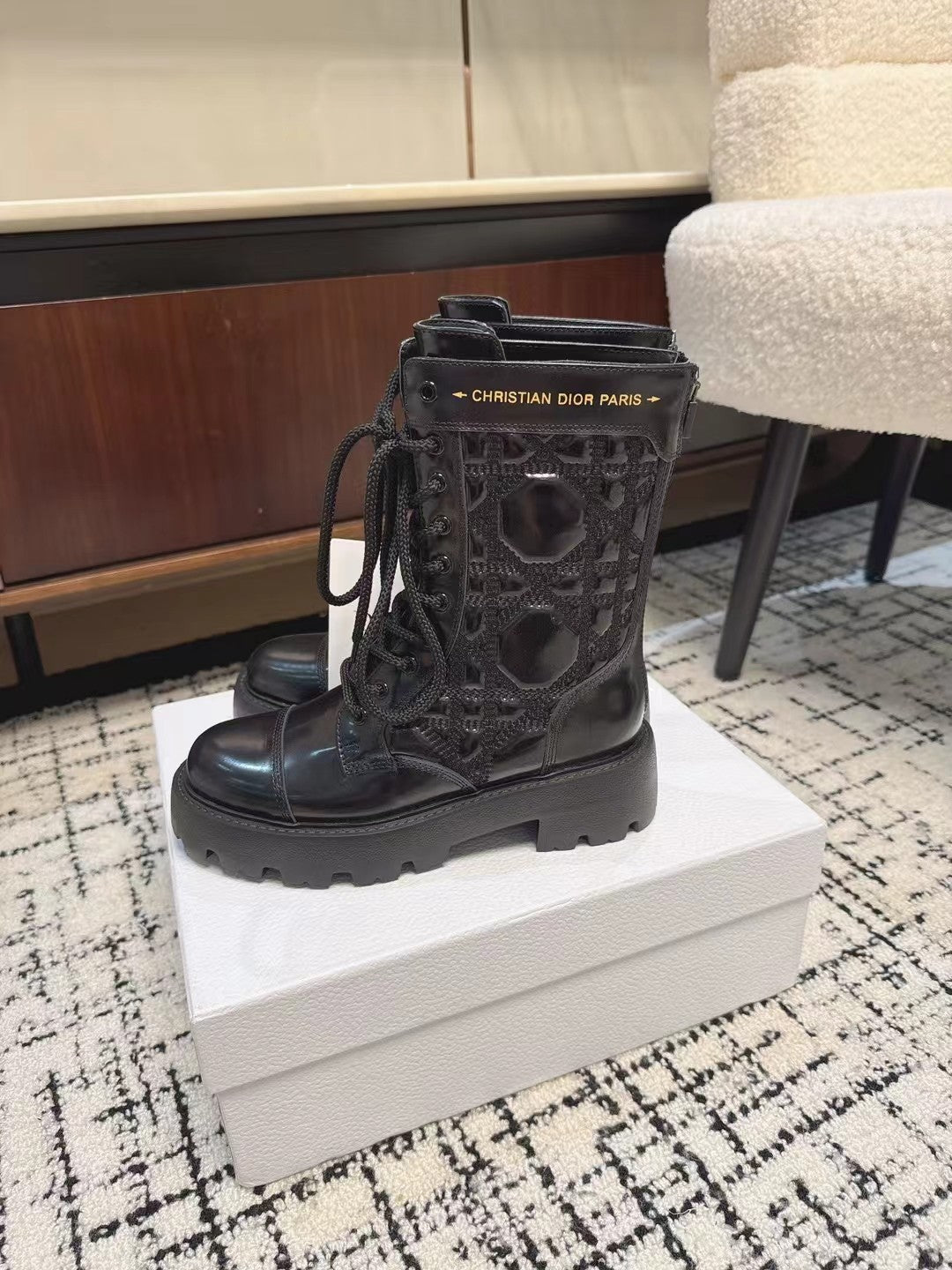 CD D-Unit Ankle Boot Glossy Black Calfskin