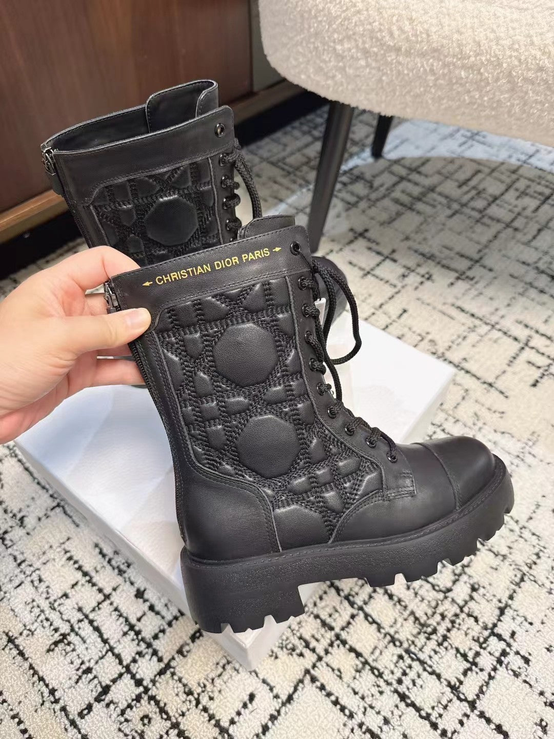 CD D-Unit Ankle Boot Plain Black Calfskin