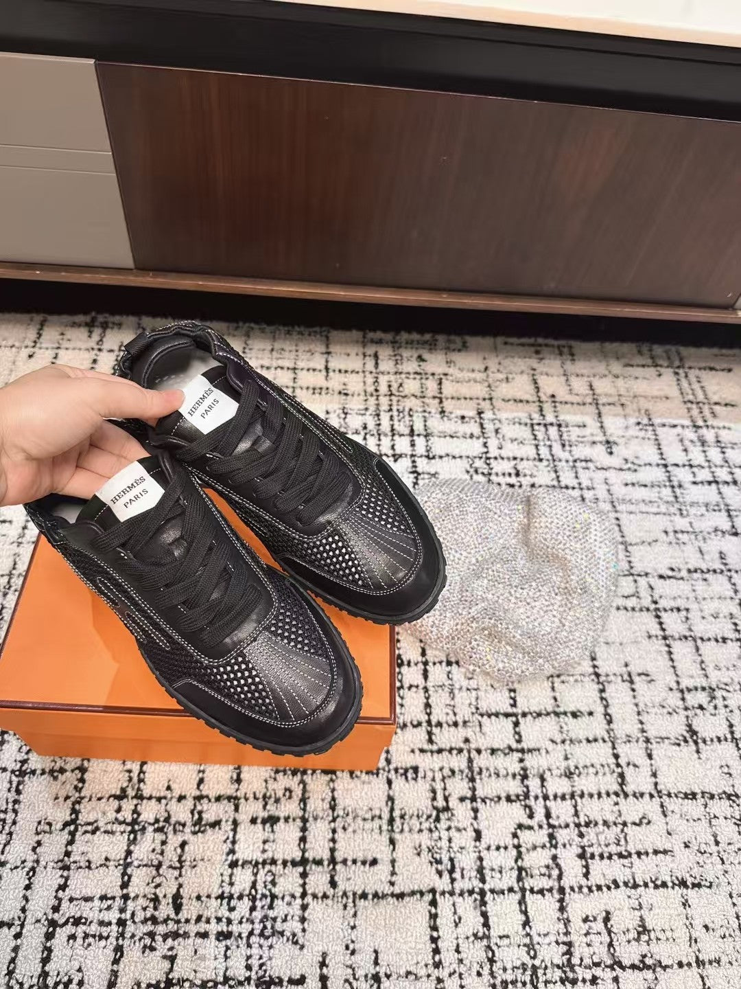 HM 25 Jet Sneaker Black Mesh Cowhide 318024