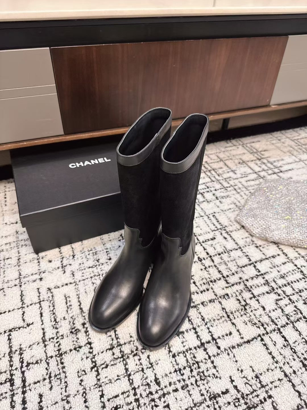Chanel 25A Winter New Hight Boots Black Cowhide 393518