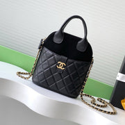 CC 25A Clutch With Chain 18cm Black Suede Calfskin