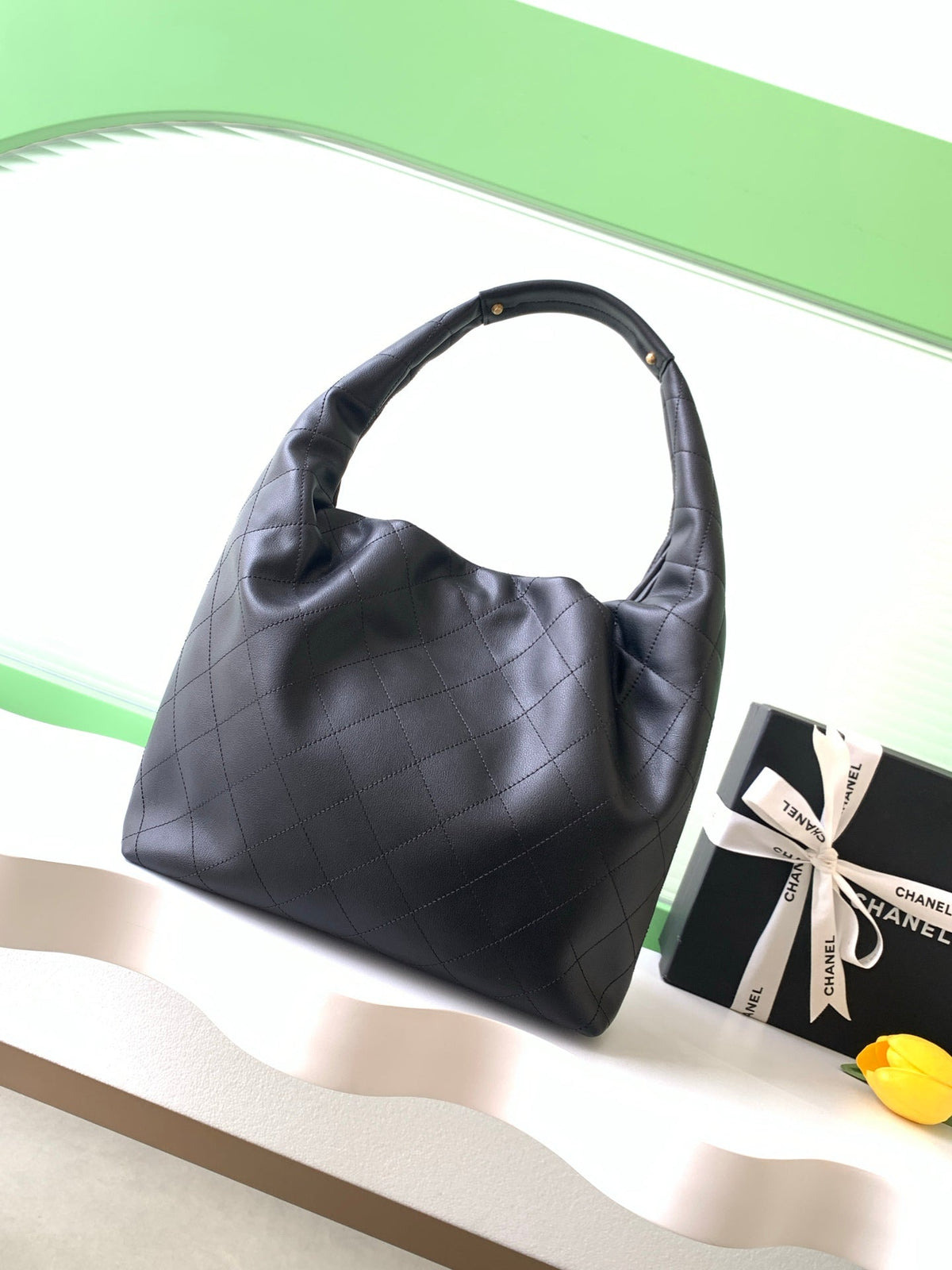 CC 2025 Hobo Bag 45cm Black Calfskin 311196