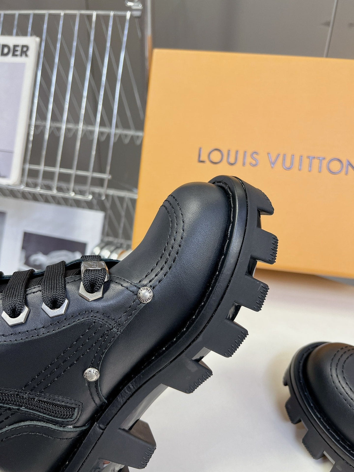 LV Checker Ankle Boots Black Lambskin