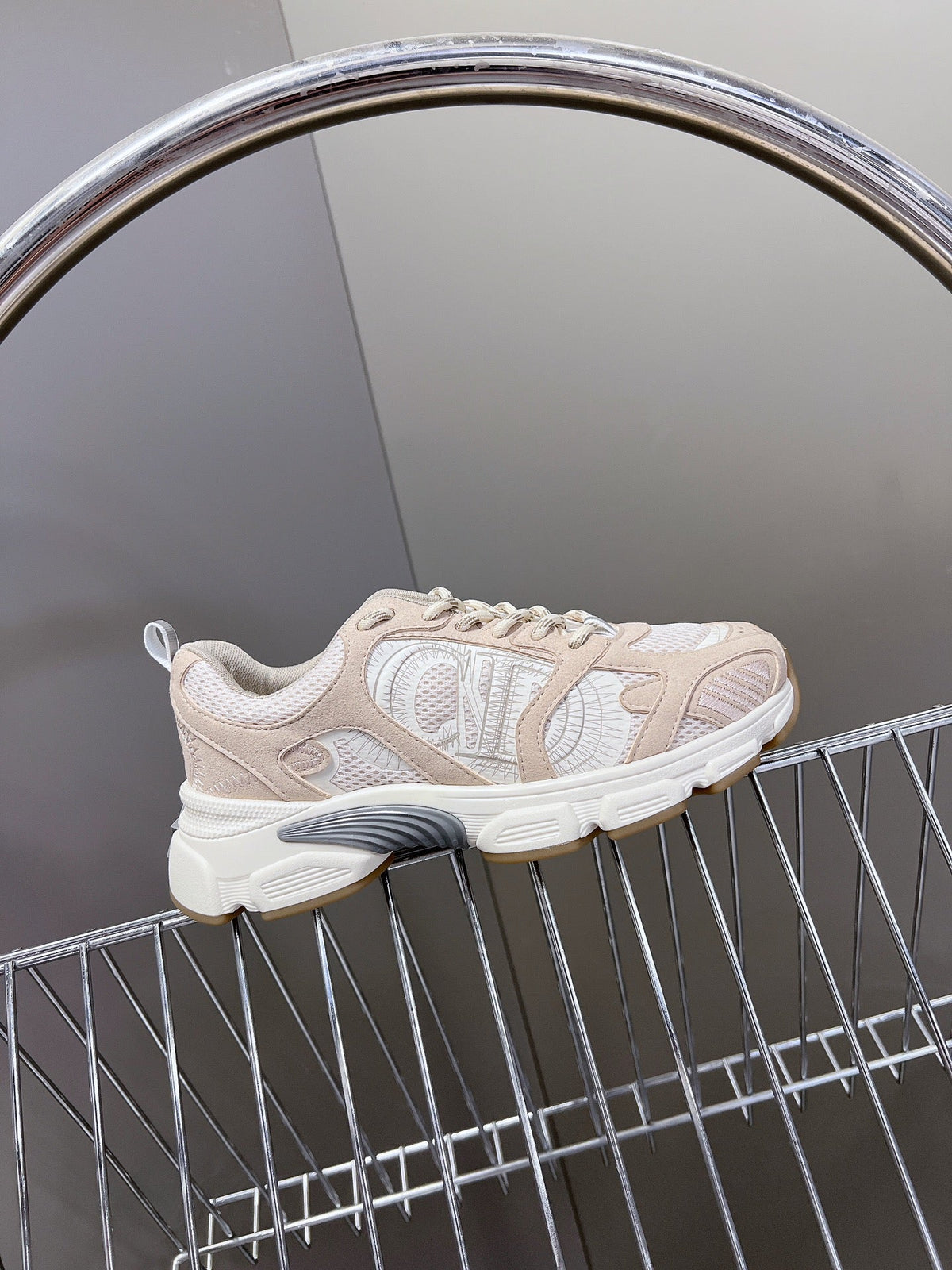 CD Chrono Sneaker In Beige Mesh Fabric And Suede 989683
