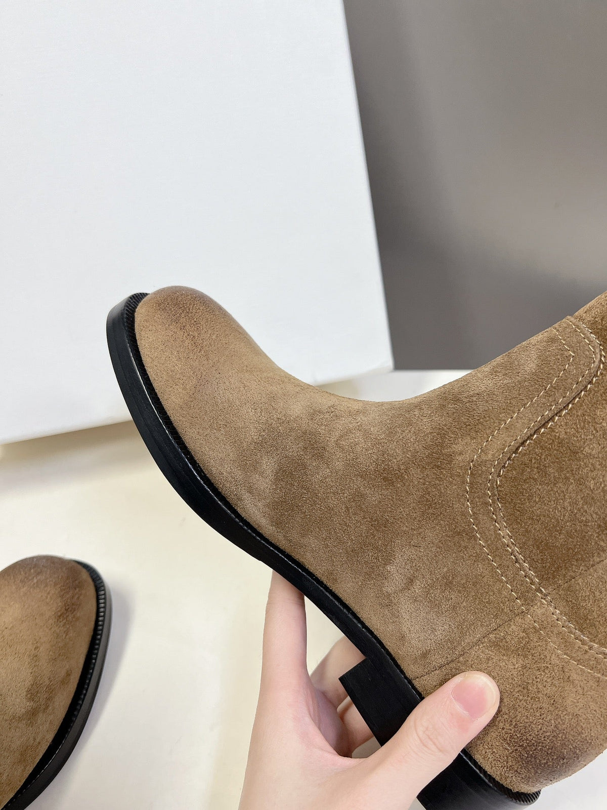 CELINE 25 cowboy boots light brown suede 434411