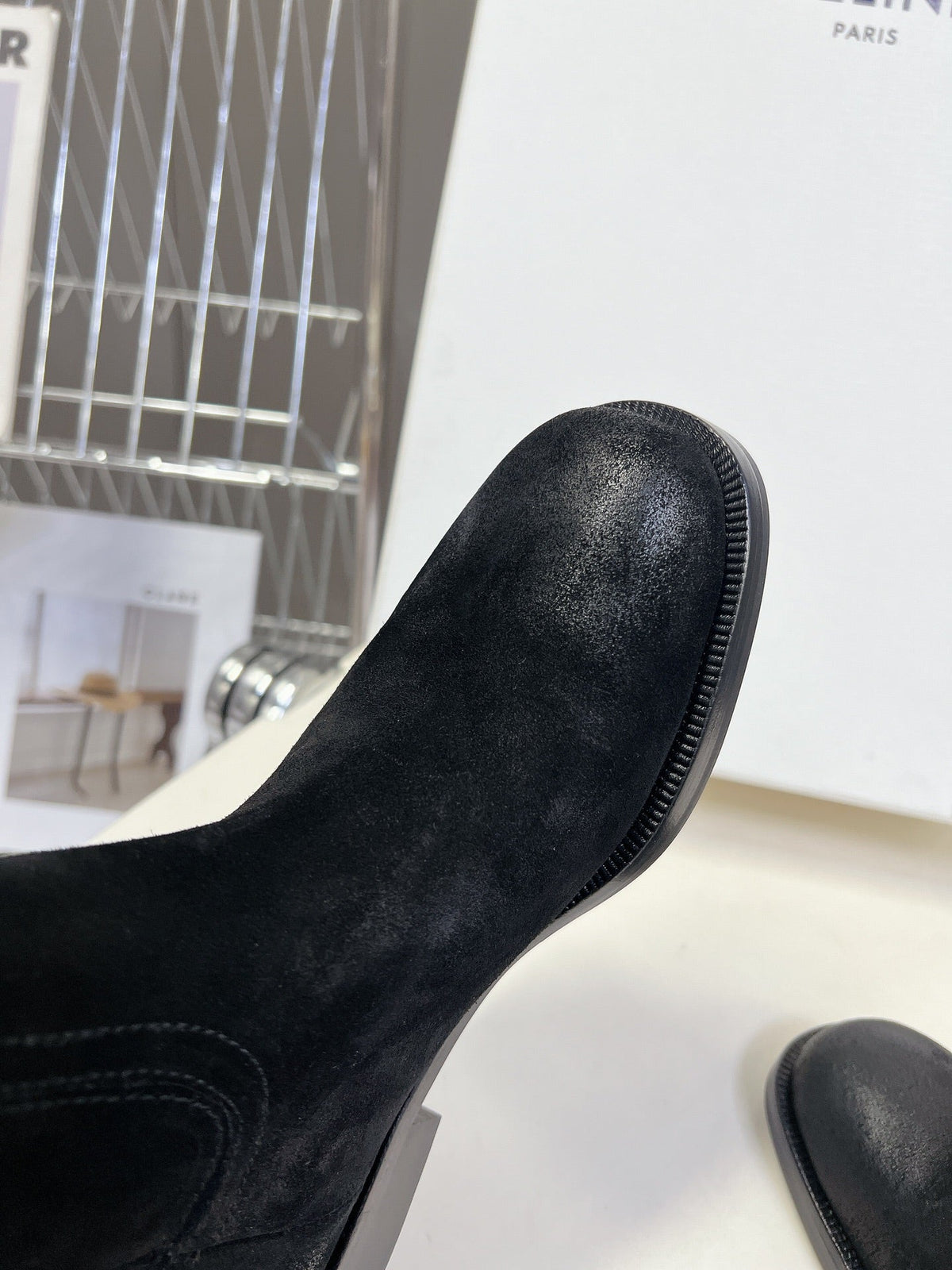 CELINE 25 cowboy boots black suede 434414