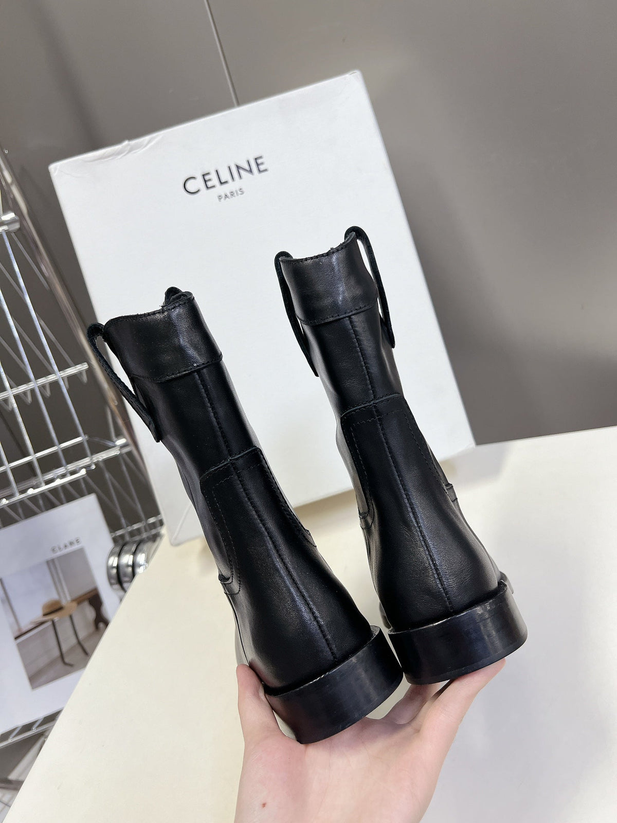 CELINE 25 cowboy boots black calfskin 434413