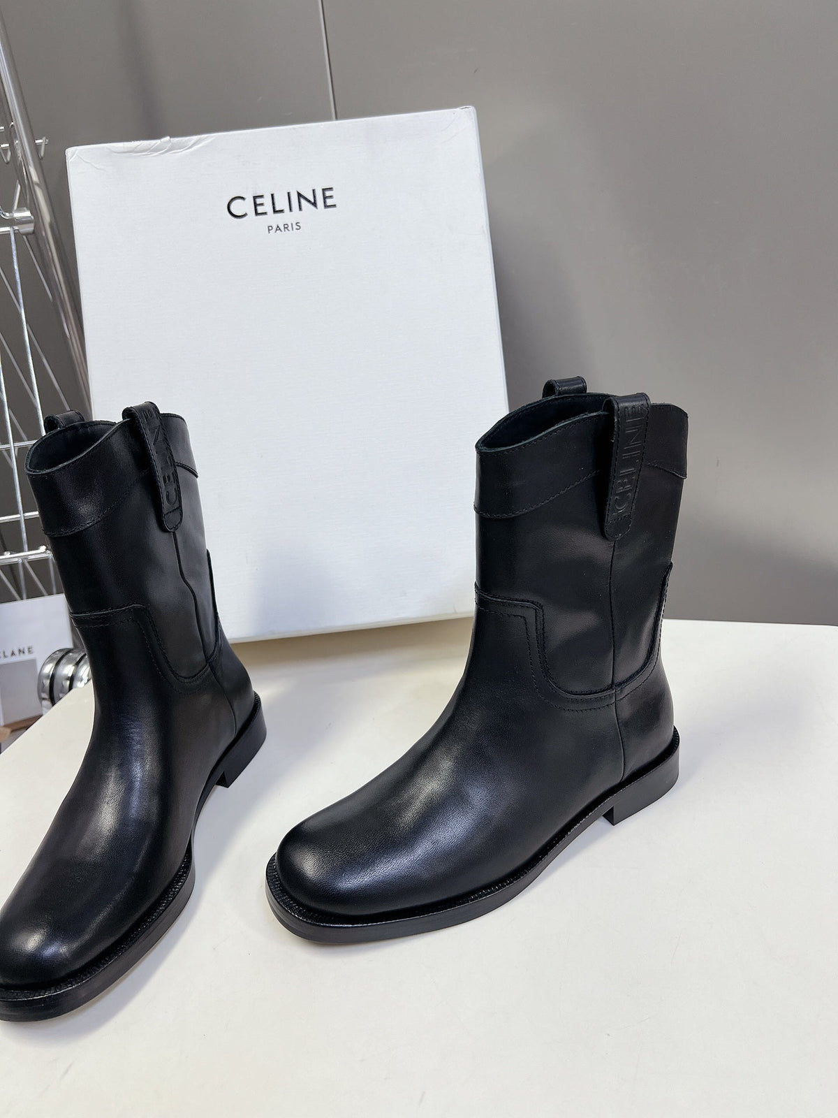 CELINE 25 cowboy boots black calfskin 434413