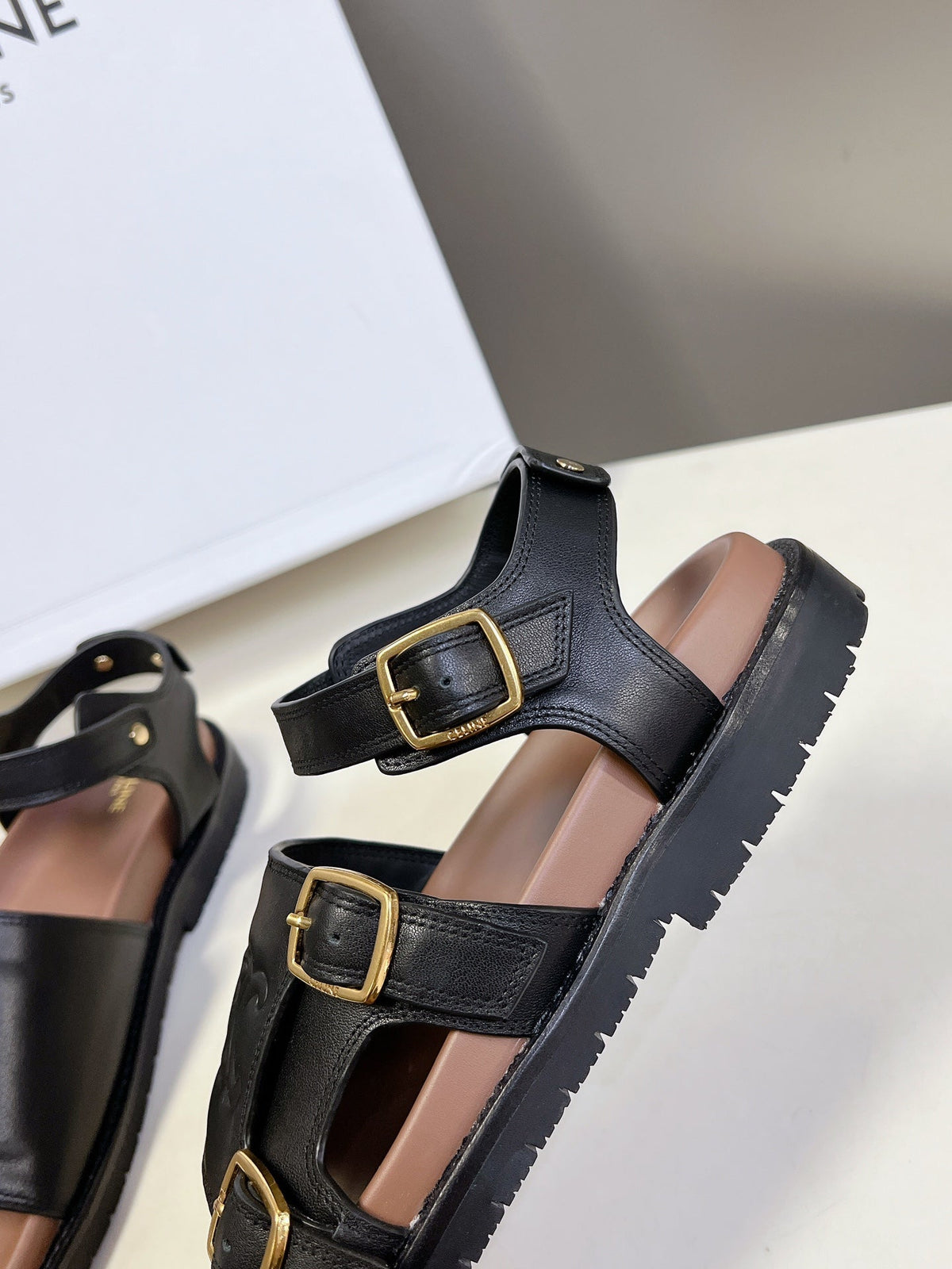 Celine 2026 Clea Triomphe Sandals Cowhide 795153
