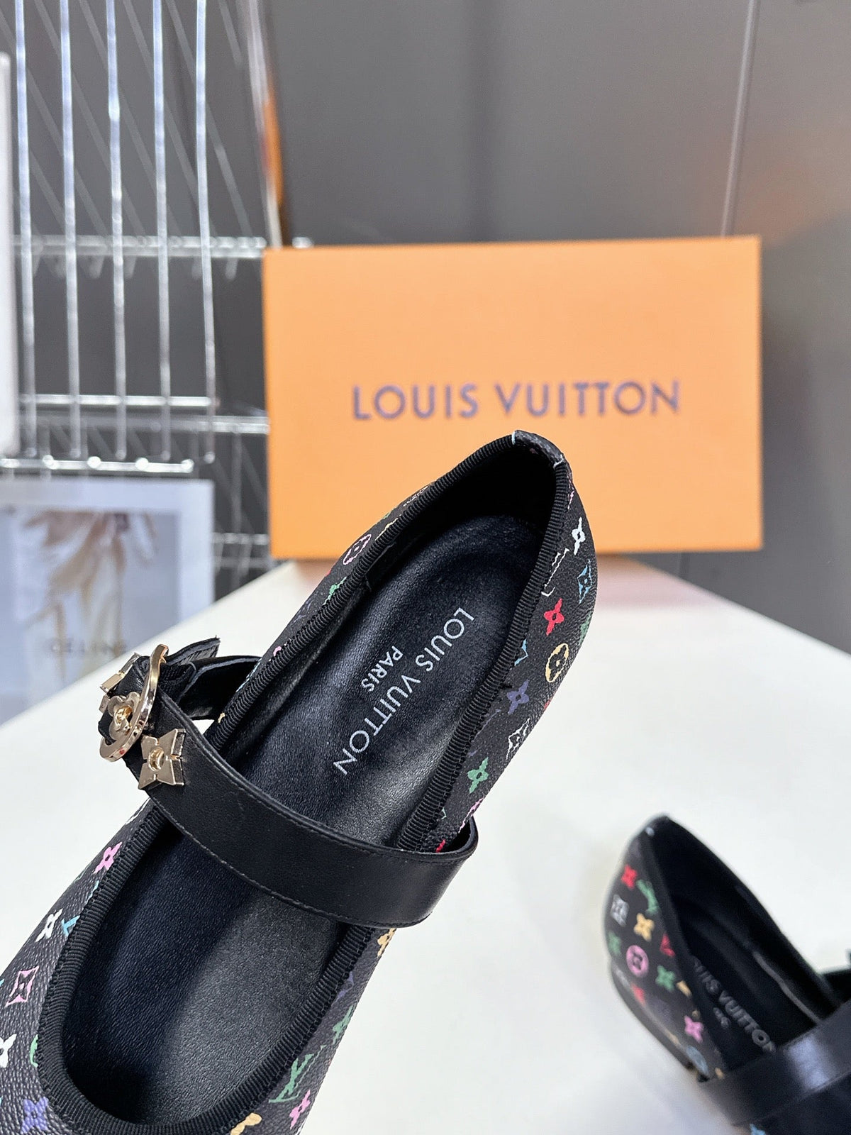 LV Romy Flat Black with Monogram Multicolore Leather 220419